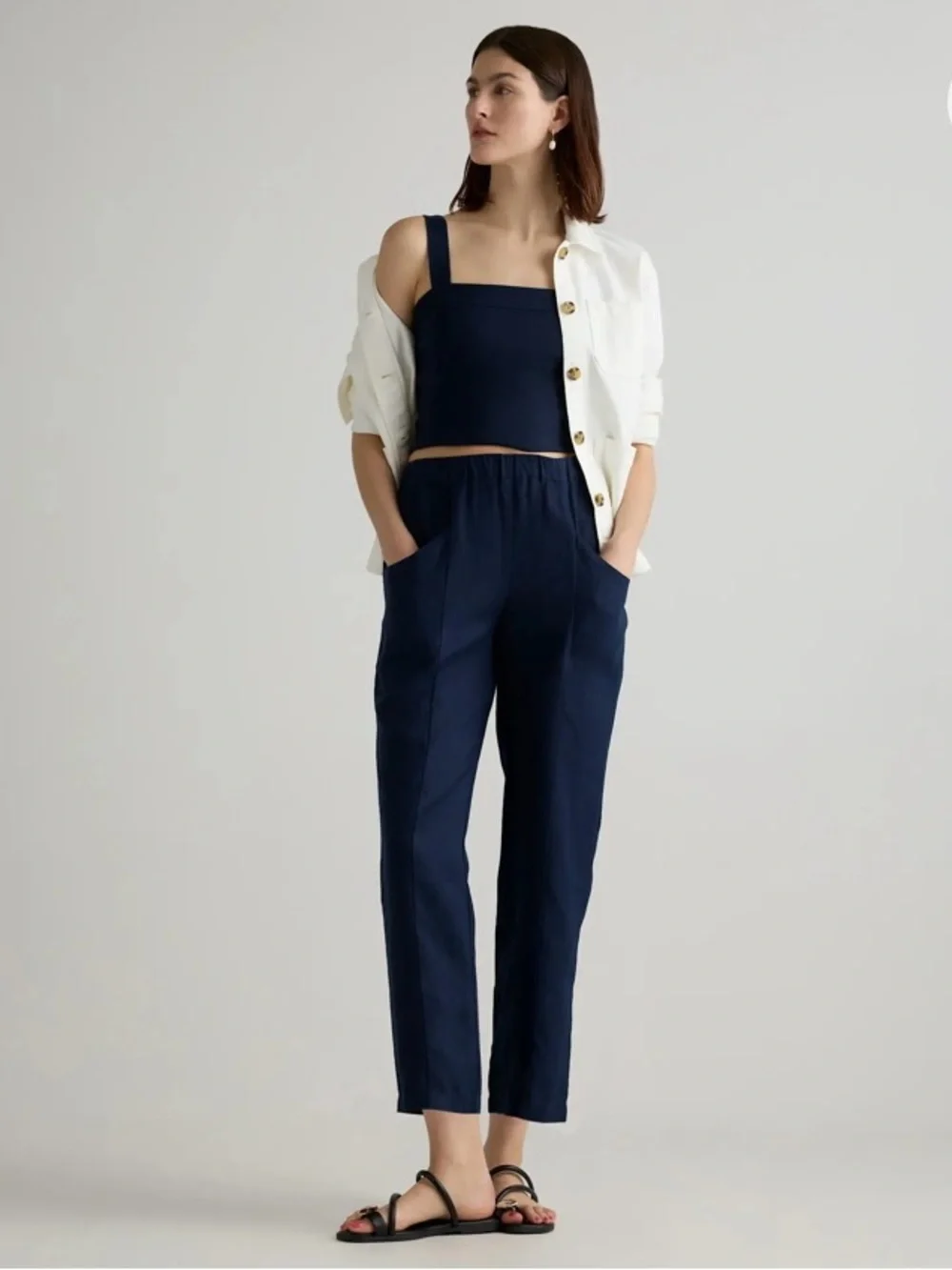 Quince 100% European Linen Tapered Ankle Pants Women’s M